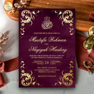 Antique Frame Plum Purple Islamic Wedding Gold