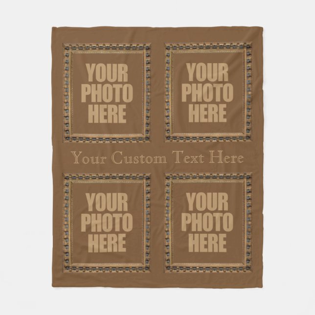 Antique Frame with YOUR 4 PHOTOS fleece blanket (Front)