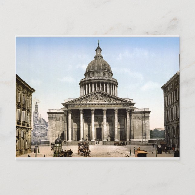 Antique France street scene c1900, Pantheon, Paris Postcard (Front)