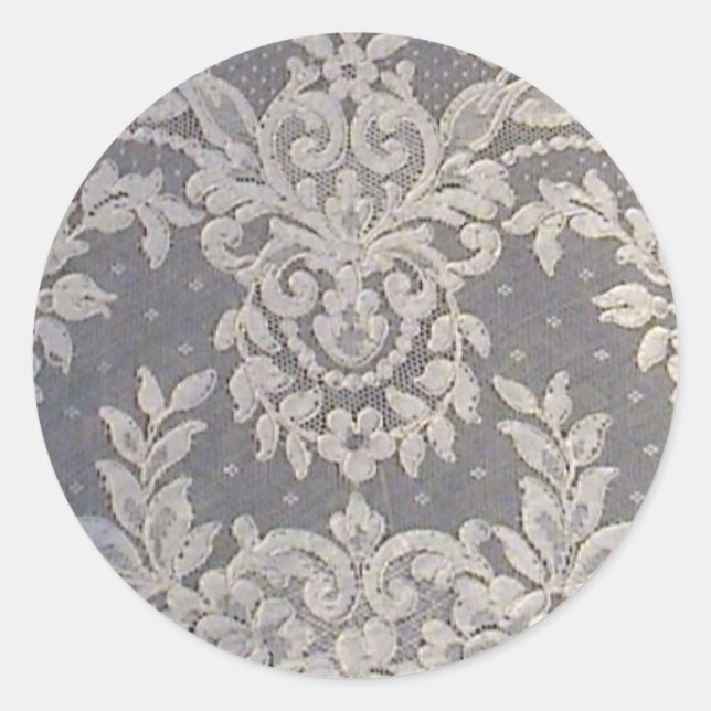 Antique French Alencon Lace Classic Round Sticker (Front)