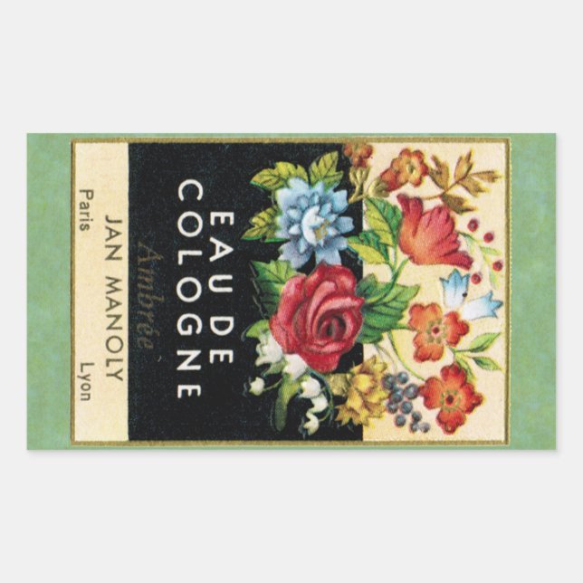 Antique French Ambree Perfume Rectangular Sticker (Front)