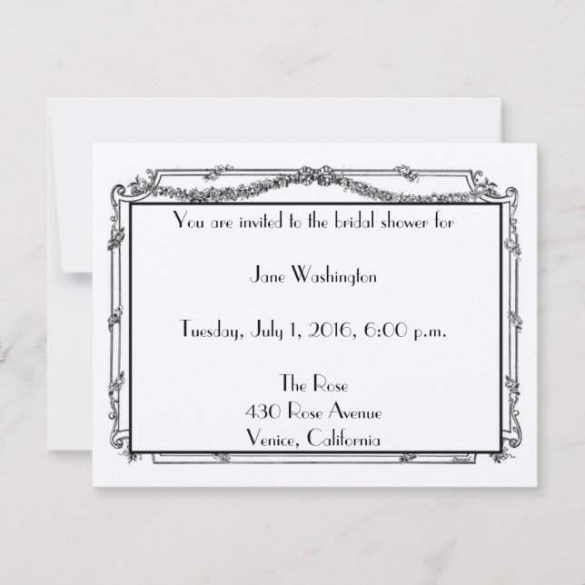 Antique French Bridal Shower Invitation (Front)