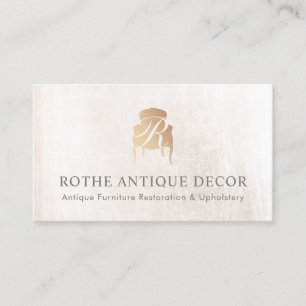 Antique French Chair Gold Monogrammed Logo Business Card