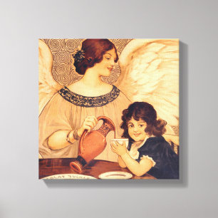 Antique French Chocolate Angel Poster: Vintage Art Canvas Print