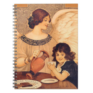 Antique French Chocolate Angel Poster: Vintage Art Notebook