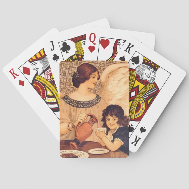 Antique French Chocolate Angel Poster: Vintage Art Playing Cards (Back)