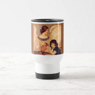 Antique French Chocolate Angel Poster: Vintage Art Travel Mug