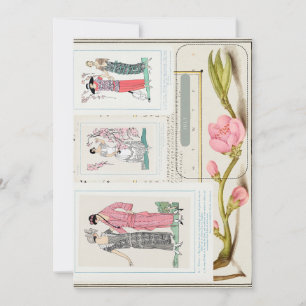 Antique French Fashion Plates and August Calendar Save The Date