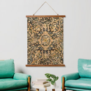 Antique French Floral Print Hanging Tapestry