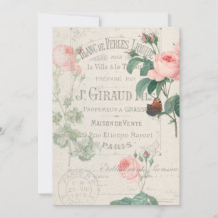 Antique French Redoute Rose Ephemera Card