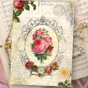 Antique French Rose Ephemera Decoupage Tissue Paper