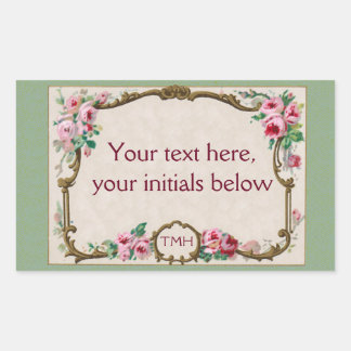 Antique French Rose Perfume Blank Frame Rectangular Sticker