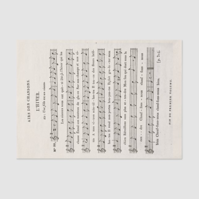 Antique French Sheet Music "The Winter" Decoupage  (Front)