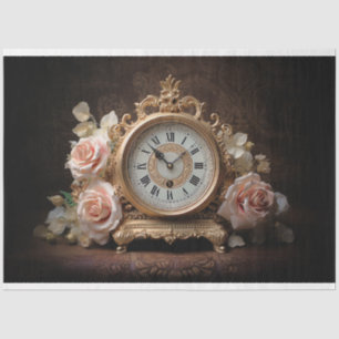 Antique French Table Clock 3 Decoupage Paper