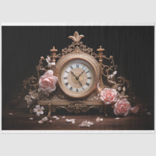 Antique French Table Clock 4 Decoupage Paper
