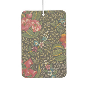 Antique French Toile de Jouy 1800s Floral Branches Car Air Freshener