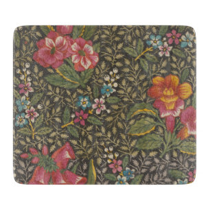 Antique French Toile de Jouy 1800s Floral Branches Cutting Board