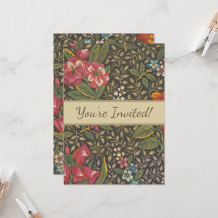 Antique French Toile de Jouy 1800s Floral Branches Invitation