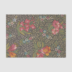 Antique French Toile de Jouy 1800s Floral Branches Tissue Paper