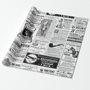 antique french victorian newspaper  wrapping paper