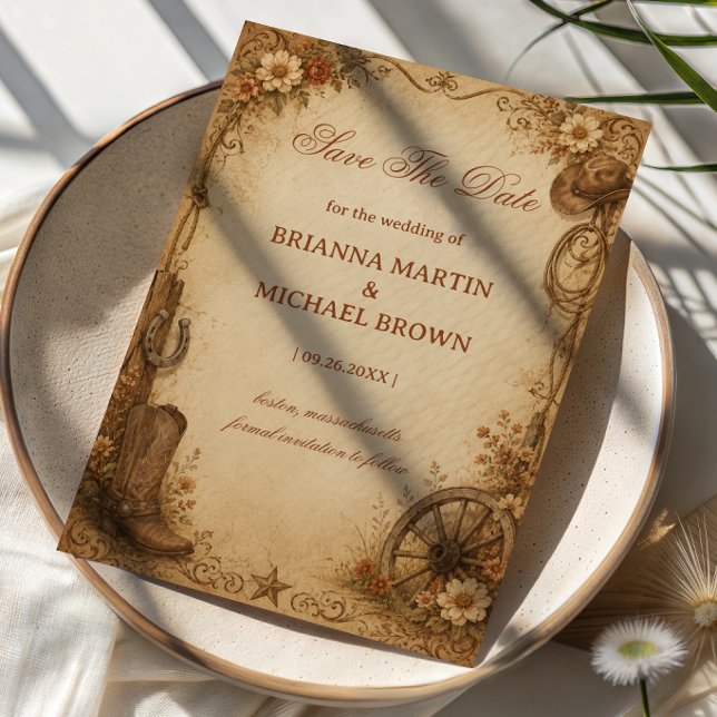 Antique Frontier Rustic Save The Date (Creator Uploaded)