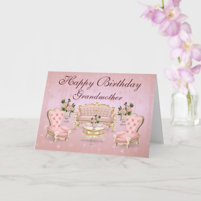 Antique Furniture Pink Grandmother Birthday Card (Orchid)