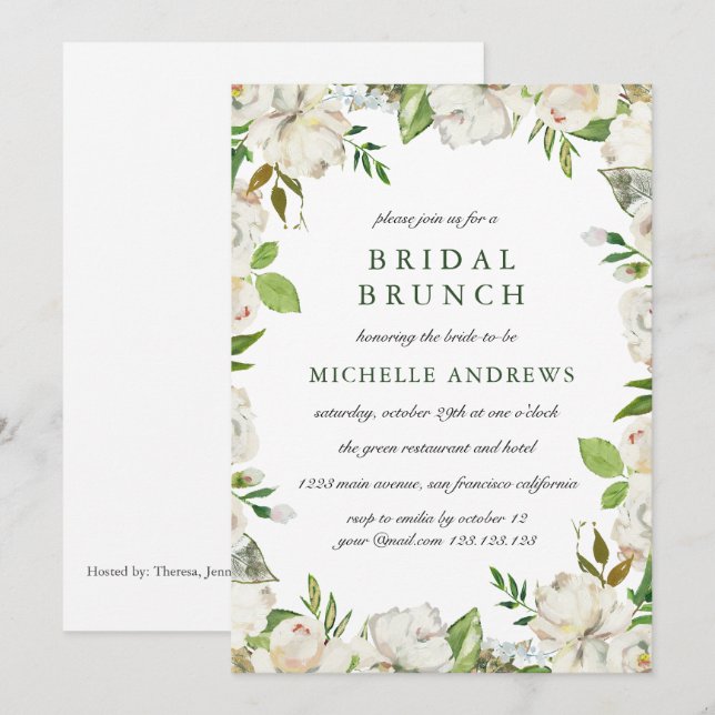 Antique Garden  Chic Wedding Bridal Brunch Invitation (Front/Back)