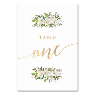 Antique Garden   Floral WEDDING GOLD TABLE CARD 