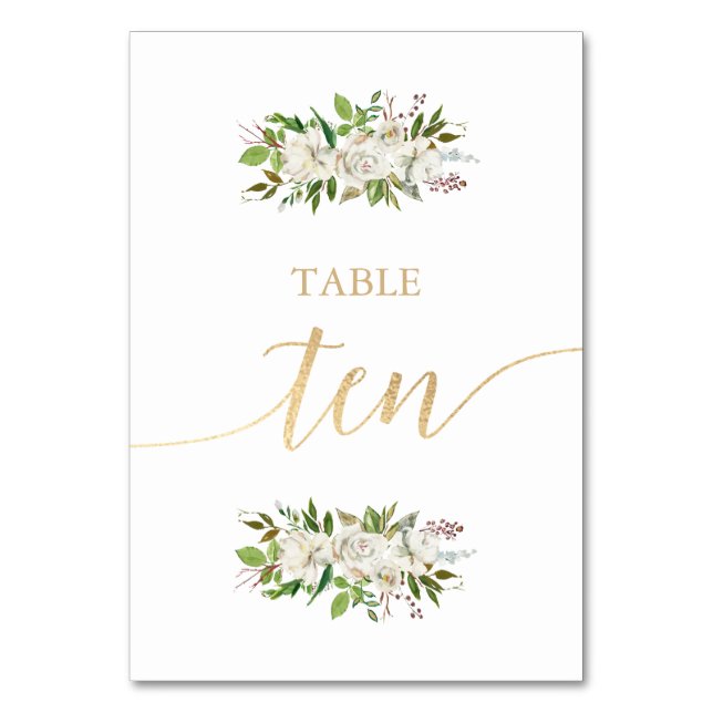 Antique Garden | Floral WEDDING GOLD TABLE CARD 10 (Back)