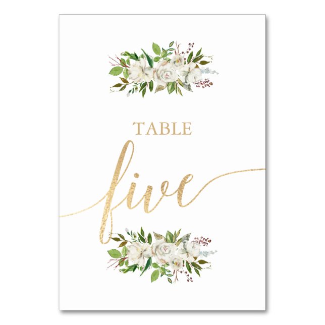 Antique Garden | Floral WEDDING GOLD TABLE CARD 5 (Front)
