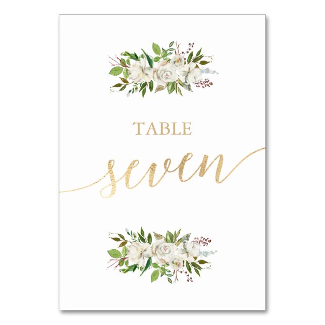 Antique Garden | Floral WEDDING GOLD TABLE CARD 7 (Front)