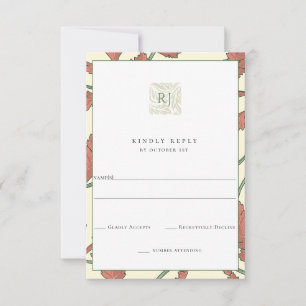 Antique Garden Foliage Wedding RSVP Card