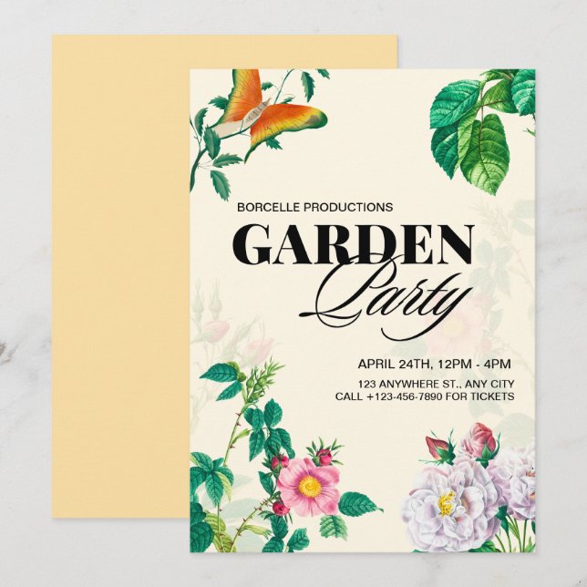 Antique Garden Party  Invitation (Front/Back)