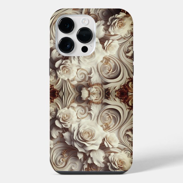 Antique Garden Rose Optical Illusion Boutique iPhone Case (Back)