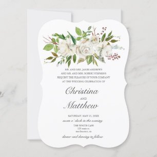 Antique Garden White Flowers Elegant wedding Invitation