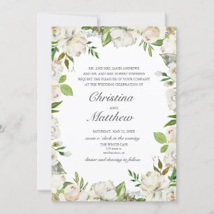 Antique Garden White Flowers Frame wedding Invitation