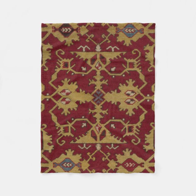 Antique Geometric Oriental Persian Red Pattern  Fleece Blanket (Front)