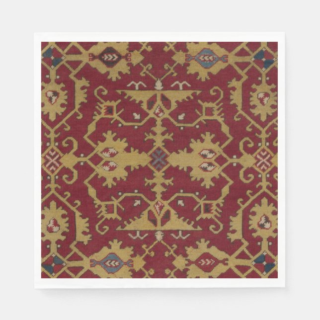Antique Geometric Oriental Persian Red Pattern Napkin (Front)