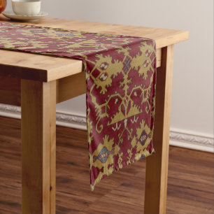 Antique Geometric Oriental Persian Red Pattern   Short Table Runner