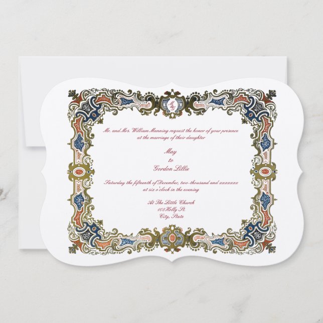 Antique Georgian Era Border Wedding Invitation (Front)