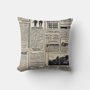 Antique German Newspaper Advertisements 1917 Cushion