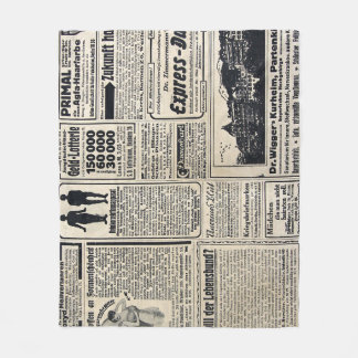 Antique German Newspaper Advertisements 1917 Fleece Blanket