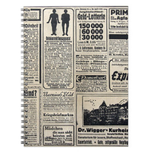 Antique German Newspaper Advertisements 1917 Notebook
