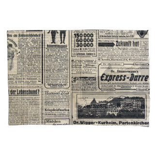 Antique German Newspaper Advertisements 1917 Pillowcase