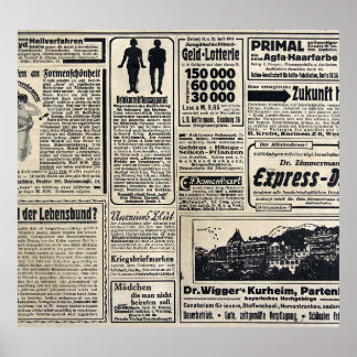 Antique German Newspaper Advertisements 1917 Poster
