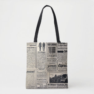 Antique German Newspaper Advertisements 1917 Tote Bag