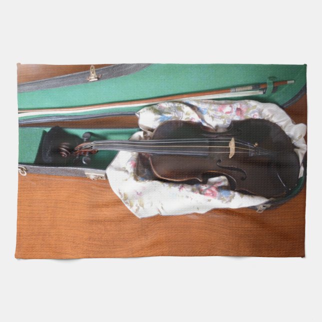 Antique German Violin Tea Towel (Horizontal)