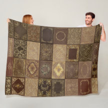 Antique Gilded Books Patchwork Quilt 