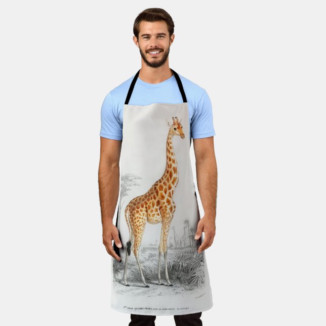 Antique Giraffe Natural History Print Orbigny Apron (Worn)