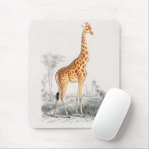 Antique Giraffe Natural History Print Orbigny Mouse Mat